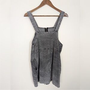 Don't Ask Why Gray Courdroy Zip Up Overall Mini Dress